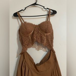 Muted Peach Lacy Jumpsuit